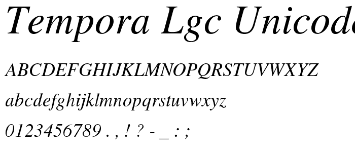 Tempora LGC Unicode Italic font